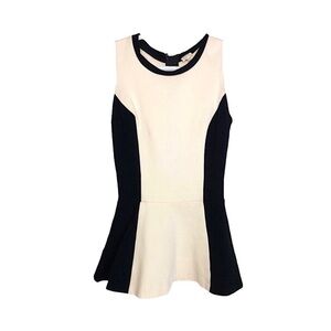 Aritzia Wilfred Y2K Trocadéro Peplum Top Cream Black Colorblock Jersey Knit XXS
